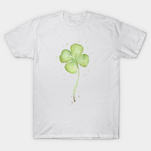 Four Leaf Clover Watercolor T-Shirt by Olechka